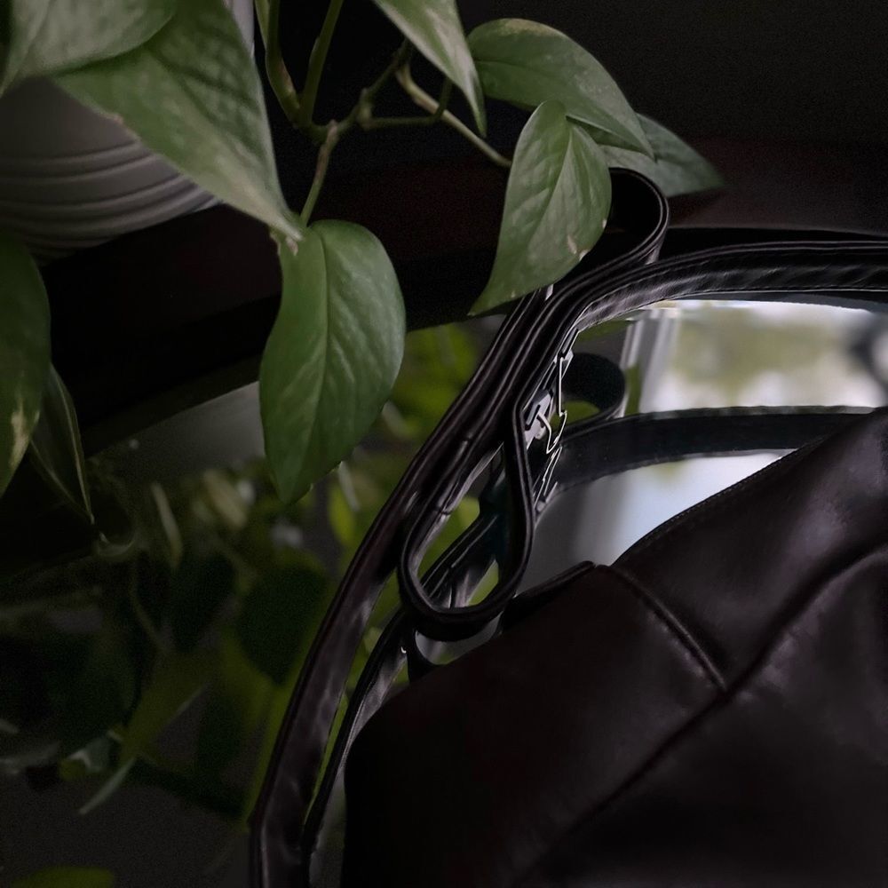 Tignanello Backpack Maroon Black Purse Bag Leather Pockets Red Small Adj… - Picture 6 of 11